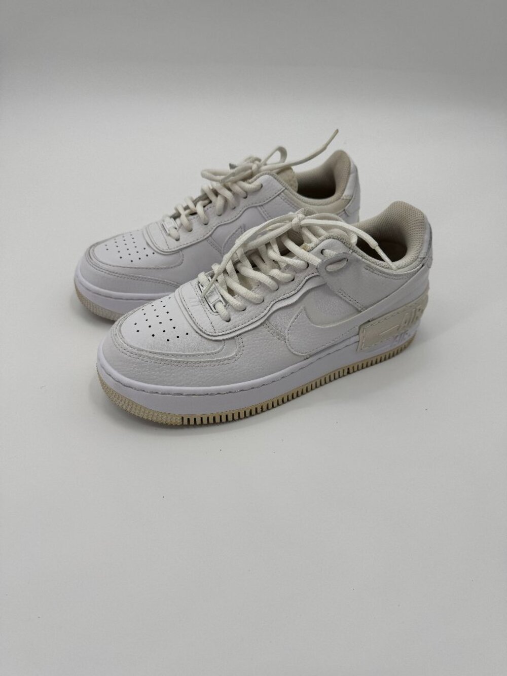Nike Air Force 1 Shadow Triple White Chunky Platform Sneakers Women's Size 8